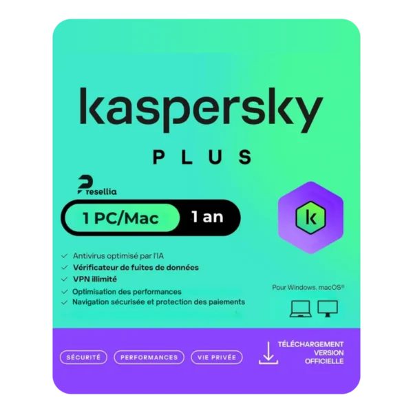 Kaspersky Plus (1 PC/Mac | 1 an)