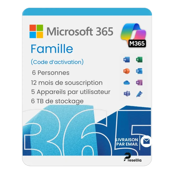 Microsoft 365 Famille (6 utilisateurs, 6To) 1 an