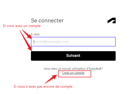 Accès au compte existant Autodesk pour activer la souscription officielle