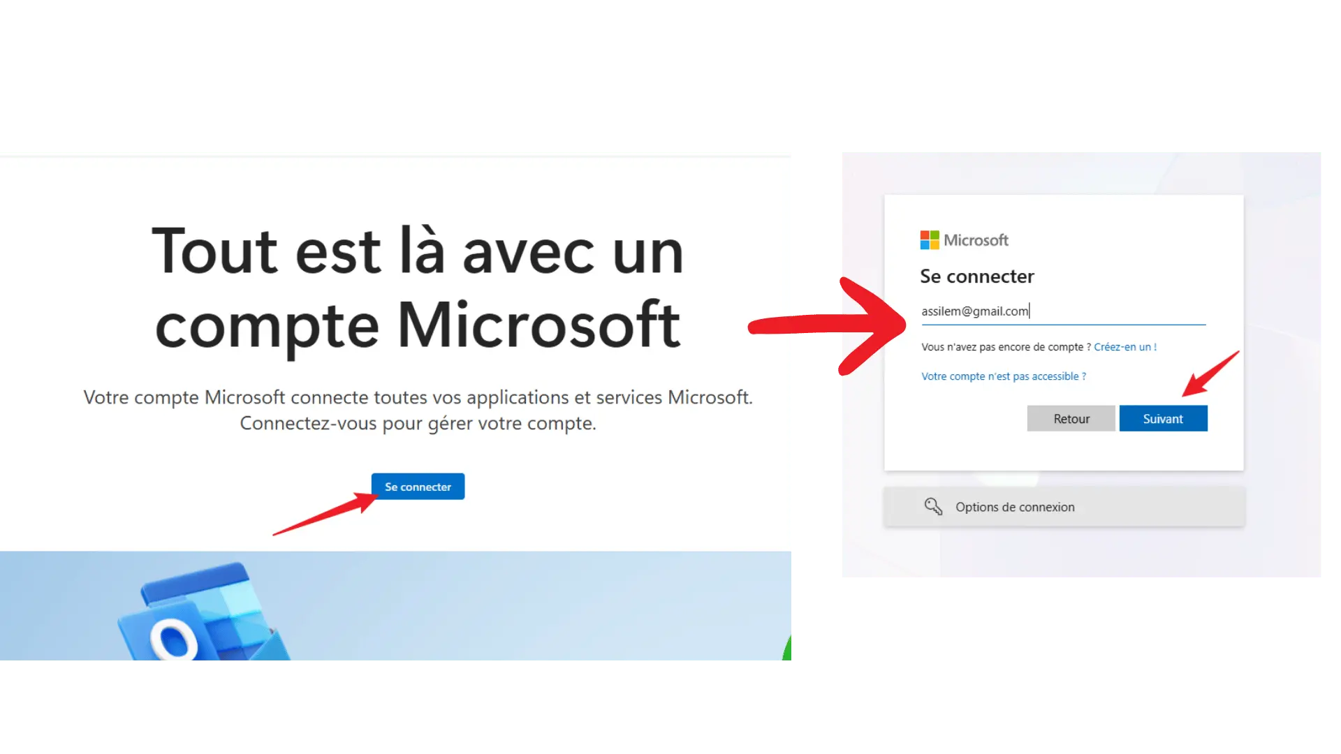 Page de connexion compte Microsoft