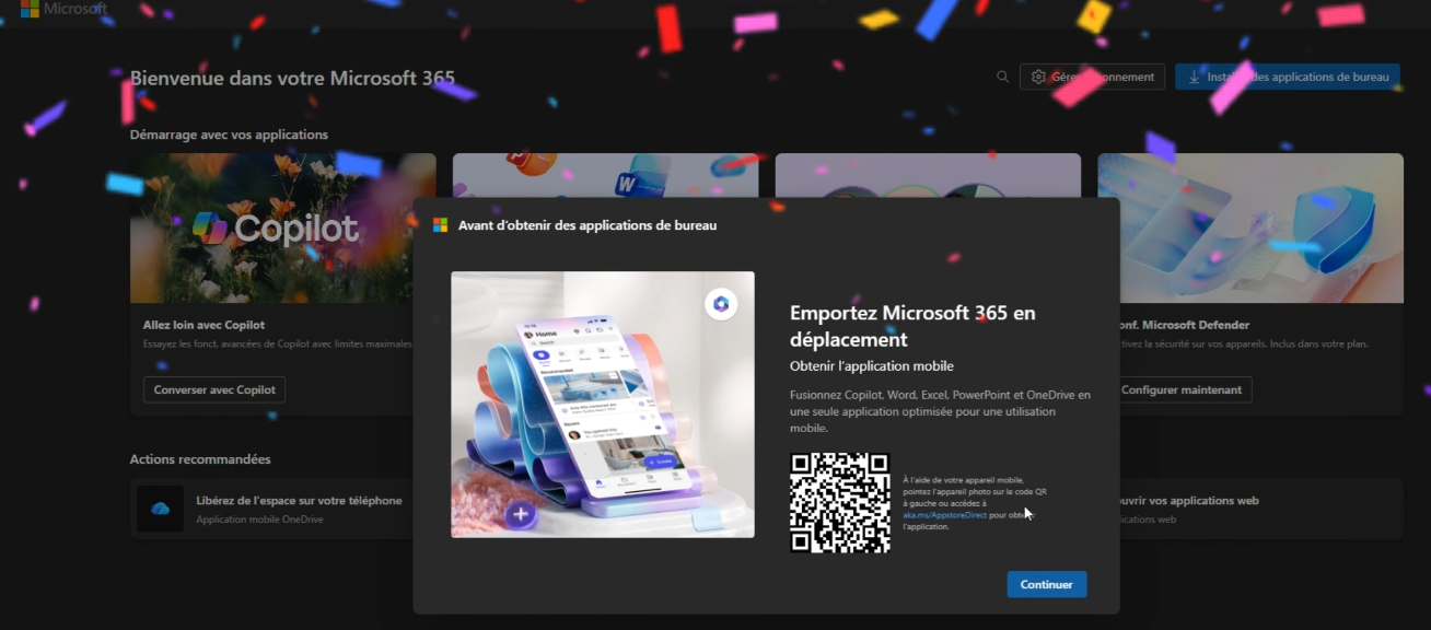 Confirmation d'activation Microsoft
