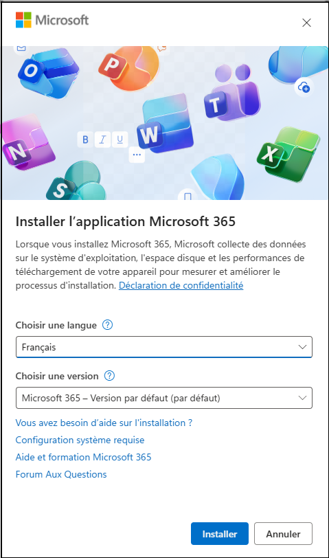Sélection de la langue et de la version