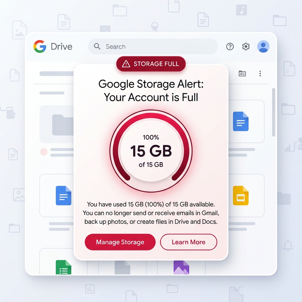Alerte Stockage Google Drive Saturé
