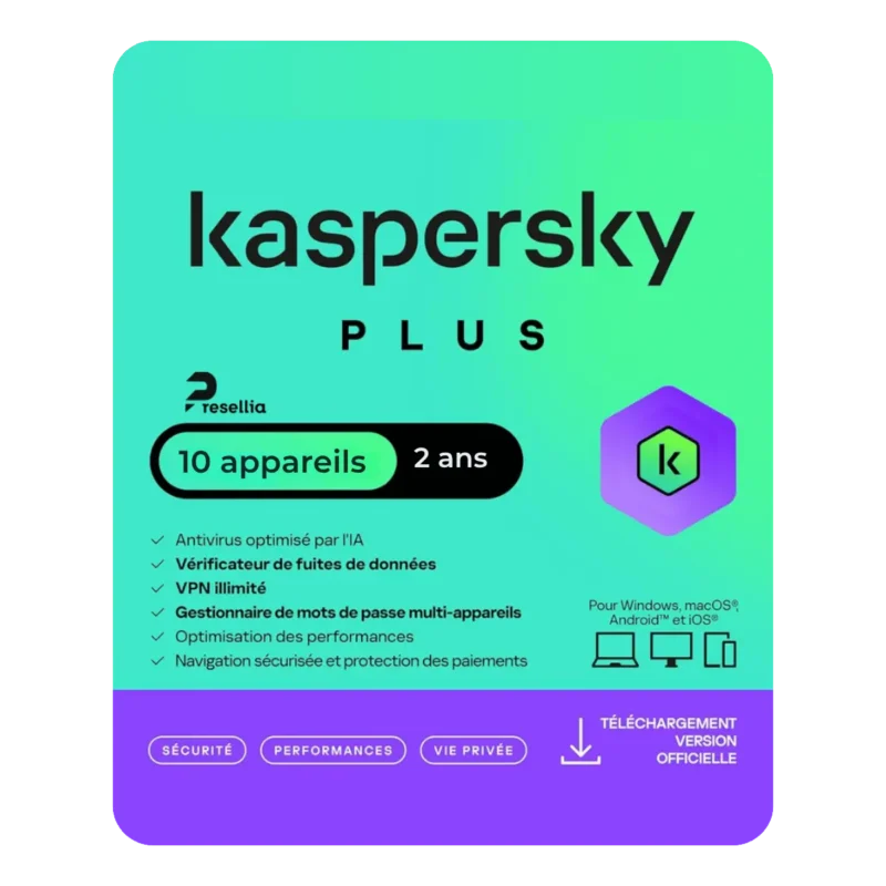 Kaspersky Plus 10 postes - 2 ans Presellia