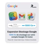 Expansion Stockage Google 1000 Go (Gmail, Photo, Drive,etc.) -12 mois