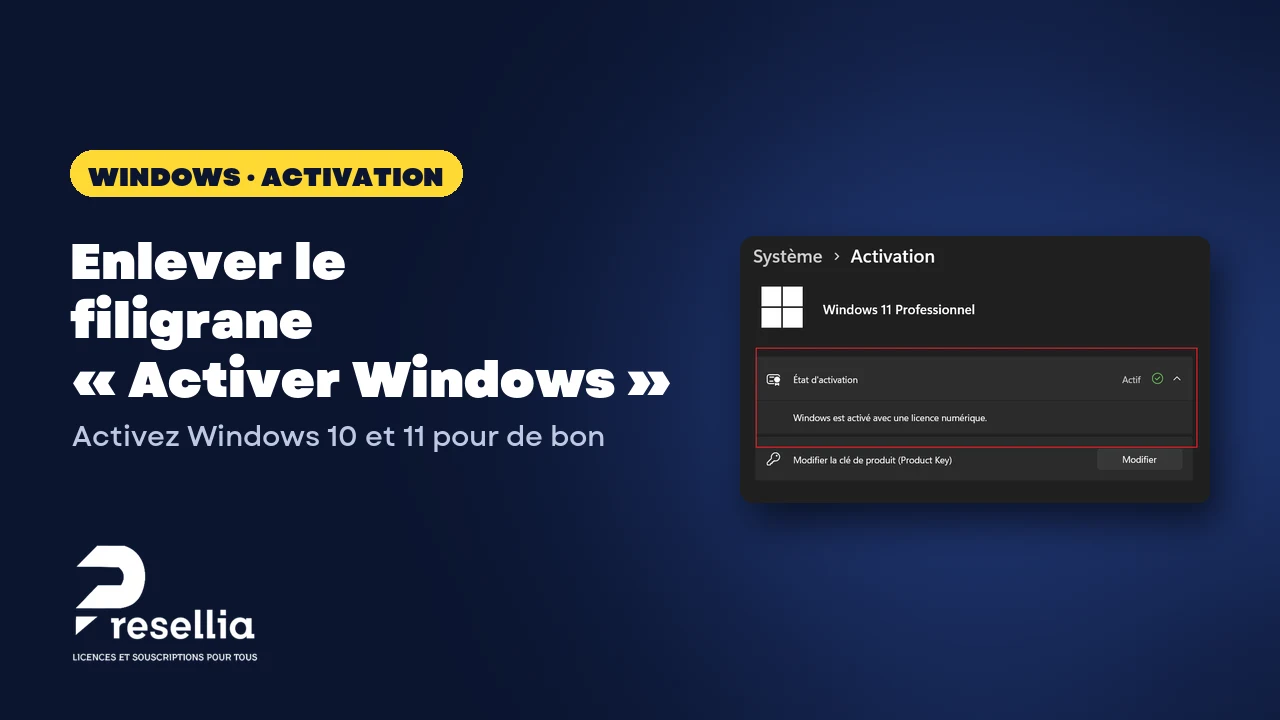 Paramètres Windows 11 indiquant que Windows est activé