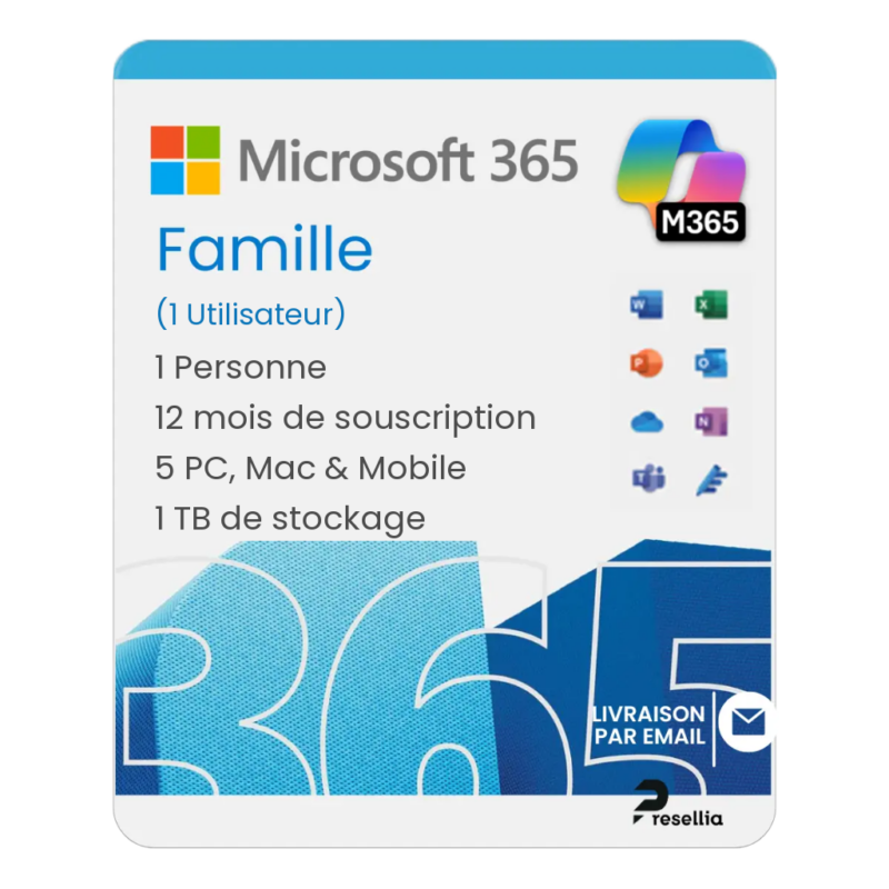 Microsoft 365 Famille — 1 Utilisateur Microsoft 365 Famille — 1 Utilisateur